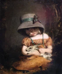 Fille avec un lapin